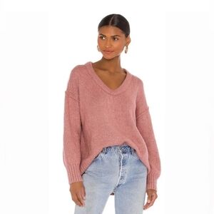 Free People Women's Brookside Tunic Chuncky Knit Pink Oversized Sweater‎ Size XS